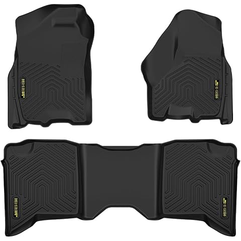 PIT66 Floor Mats Cargo Liners Compatible with Dodge Ram Truck Crew Cab 2009-2018 (NOT Fit Tradesman Quad Cab) (Heavy Duty) 3-Piece Premium All Weather Automotive TPE Liners