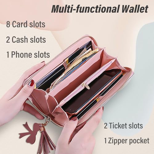 Andiker Wristlet Wallets for Women, 7.48" Glittery Womens Wallet with Tassel and Zipper PU Leather Clutch Purses for Women (Black)3