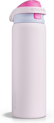 Miniatura 52 de ENCOOL - Botella aislante para agua, acero inoxidable con pajilla, mantiene el frío, tapa abatible de un solo toque, sin Bisfenol A, a prueba de