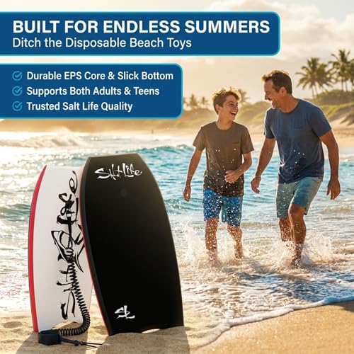 SALT LIFE Boogie Board Bodyboard – Lightweight EPS Core Body Board with HDPE Slick Bottom, Crescent Tail & Coiled Wrist Leash for Beach & Ocean Waves by Salt Life - Image 8