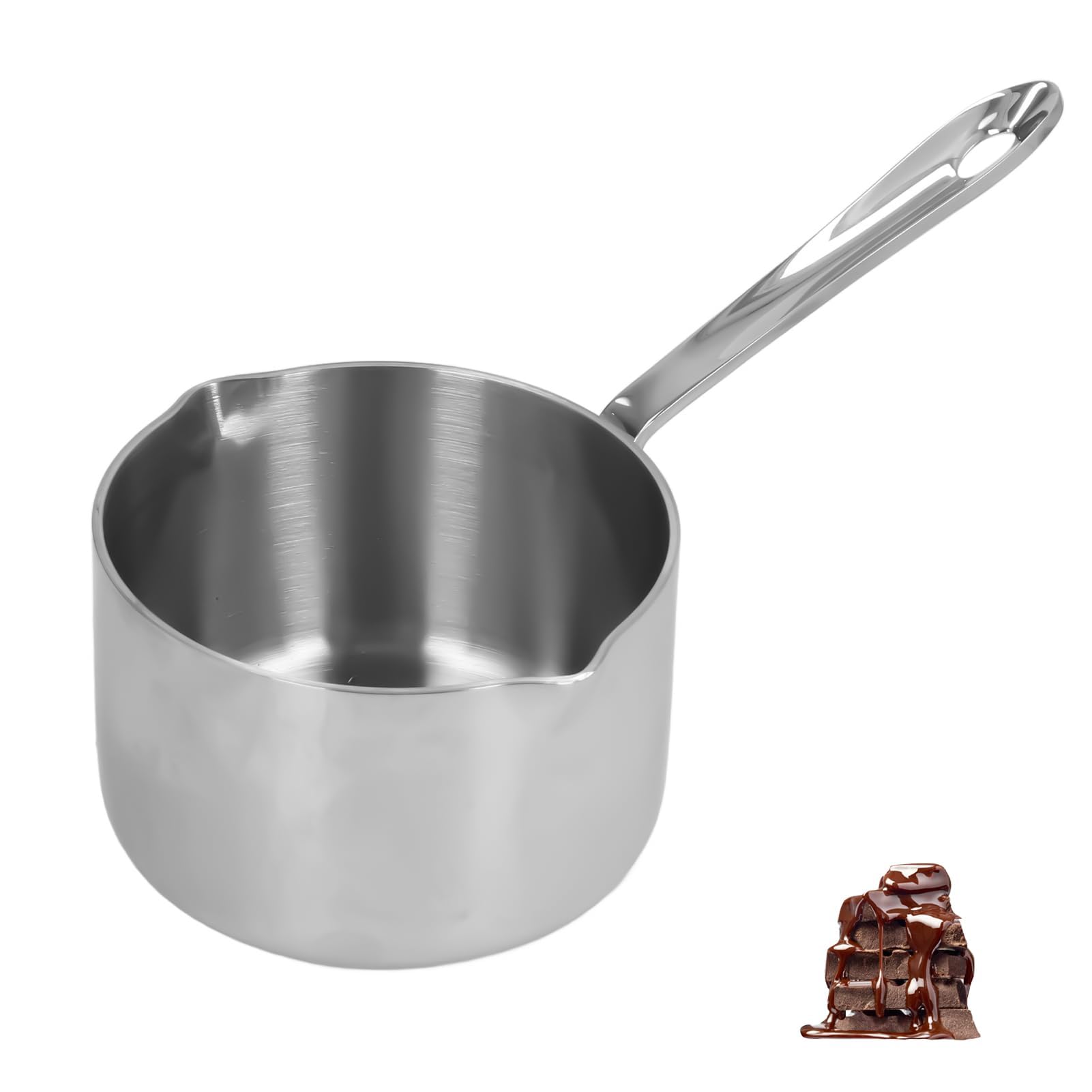 2 Pcs Petite Casserole En Acier Inoxydable Chauffe-Beurre Pot De Petit-Déjeuner Pour Bébé Mini Casserole à Soupe Poêle à Lait Pour Cuisinière à Induction Camping-Car