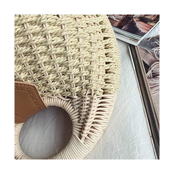 FENICAL Rattan Handbag Fashionable Straw Shell Shape Storage Handbag for Female Woman Lady (Beige)