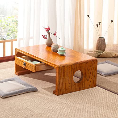 Table à manger basse en bois 80 cm petite table basse de salon fixe - 4