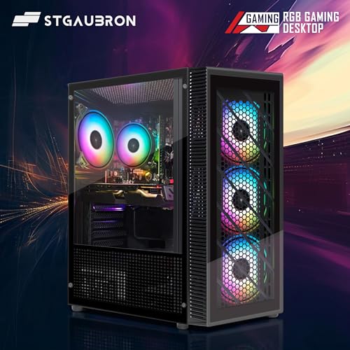 Image of STGAubron Gaming PC Computer Desktop, Radeon RX 560 4G, Intel Core I3-10105F 3.7 up to 4.4G, 16G DDR4, 512G SSD, 600M WiFi, BT 5.0, RGB Fan x 4, RGB Mouse Pad, Windows 11 Home