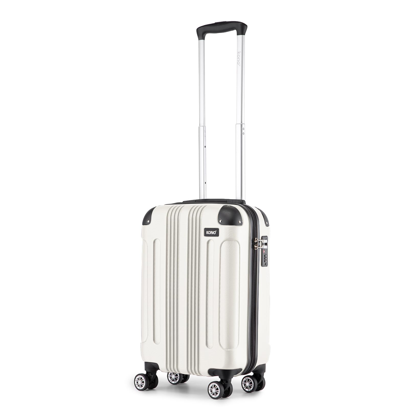 55x35x20cm Boarding Case Hard Shell ABS Travel Trolley Cabin Hand Luggage Suitcases 33L (Beige)