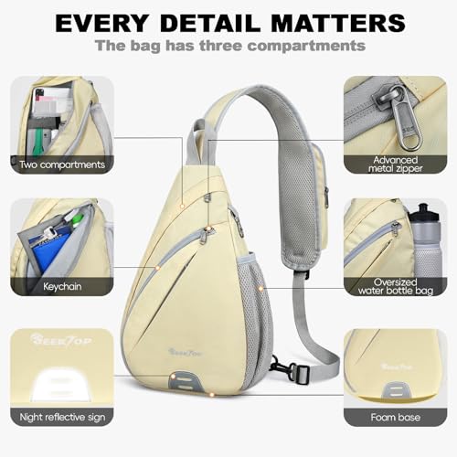 Bolso cruzado antirrobo ligero beige para mujer y hombre miniatura 4