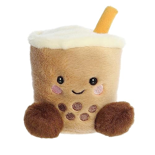 Aurora Adorable Palm Pals Milky Tea Boba Stuffed Animal - Fun Collectible Plush for Kids and Adult Collectors - Perfect for Decorating Rooms and Birthday Gifts - Brown 4 Inches