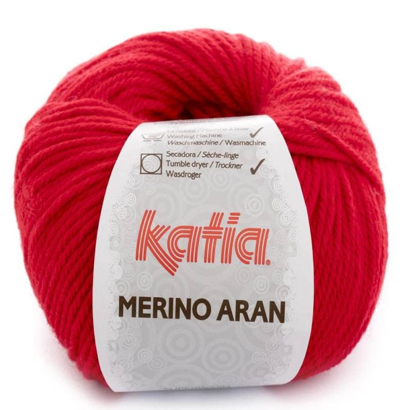 Katia Merino Aran Yarn, Red Colour Cod. 4