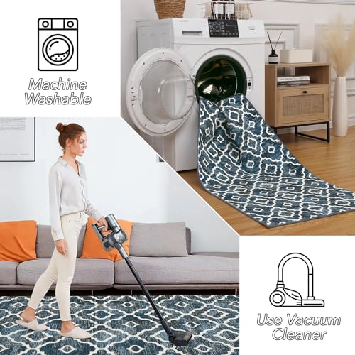 GlowSol Washable Rugs 8x10 Modern Trellis Rugs Rugs Neutral Rugs Distressed Rug Bedroom Large Rug Living Room Rug Stain Resisitant Dining Room Soft Large Carpet Abstract Home Décor Rug 8x10