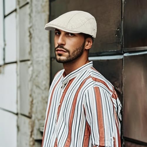 Image of 3Pcs Men's Newsboy Caps Cotton Cooling Hat Adjustable Flat Cap for Men