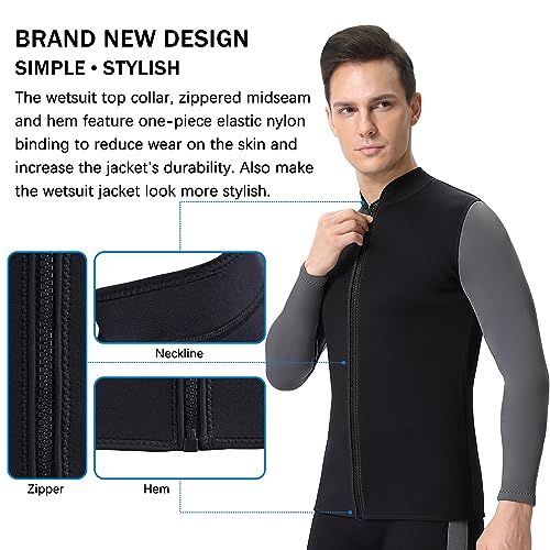 Chaqueta de neopreno para hombre 2mm y pantalones 3mm, manga larga, talla XL para adulto y joven, mantiene el calor para natación, surf, buceo, snorkel y deportes acuáticos miniatura 7