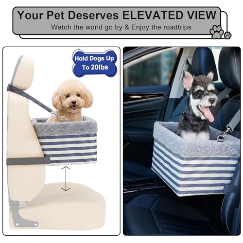 Dog Car Seats for Small Dogs, Upgrade Dog Booster Seat with Metal Frame Construction with Double-Layer Oxford, Perfect for Small Pets up to 20lbs