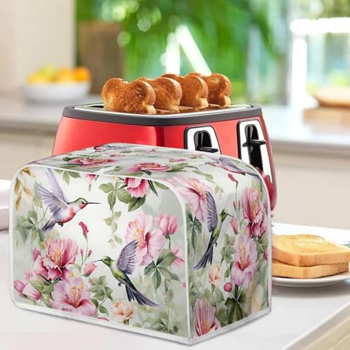 Image of Hummingbird Flowers 2 Slice Toaster Dust Cover Bread Toaster Oven Dustproof Cover Kitchen Bakeware Protector Dustproof Fingerprint Protection for Women Gift(11.4 x 7.9 x 7.5)