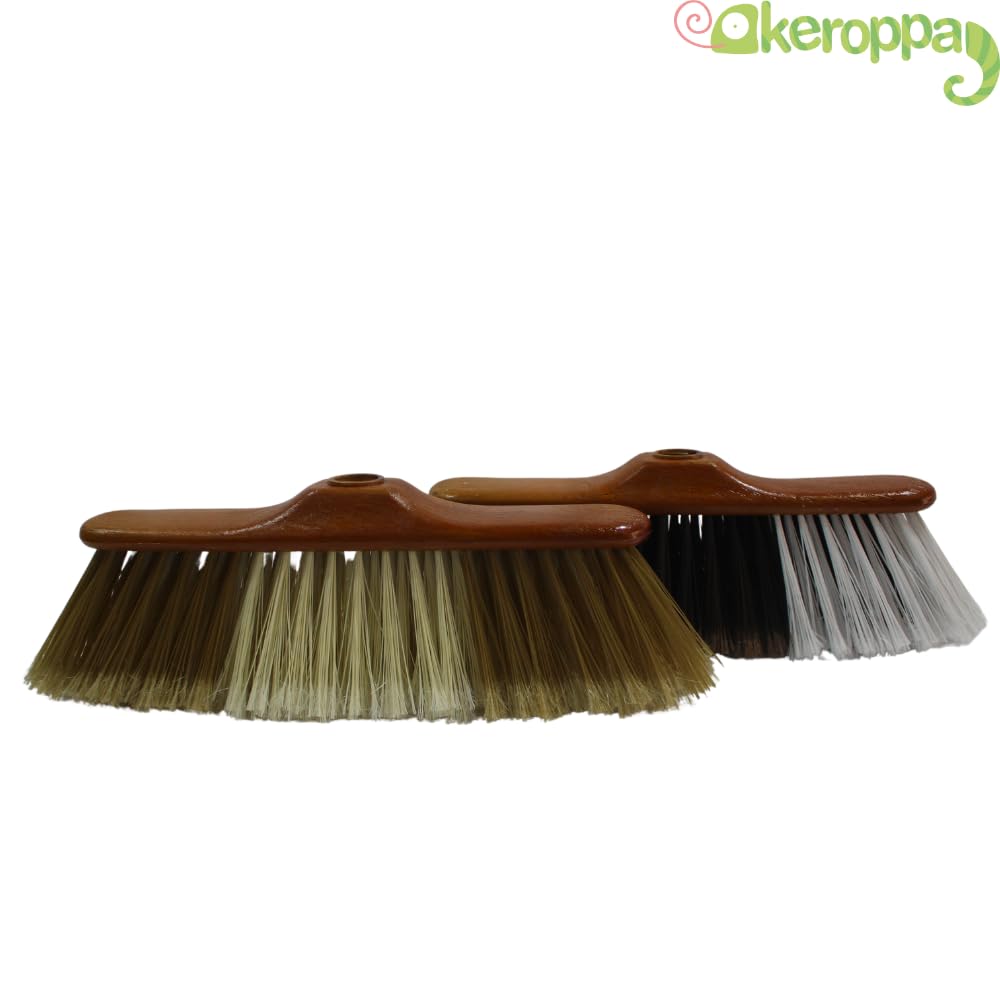 KEROPPA Cepillo para Parquet y Tarimas Escoba para Barrer Cepillo de Limpieza del Hogar Cerdas Ultra Finas Suave para Recoger Polvo y Pelusa Marrón y Beige