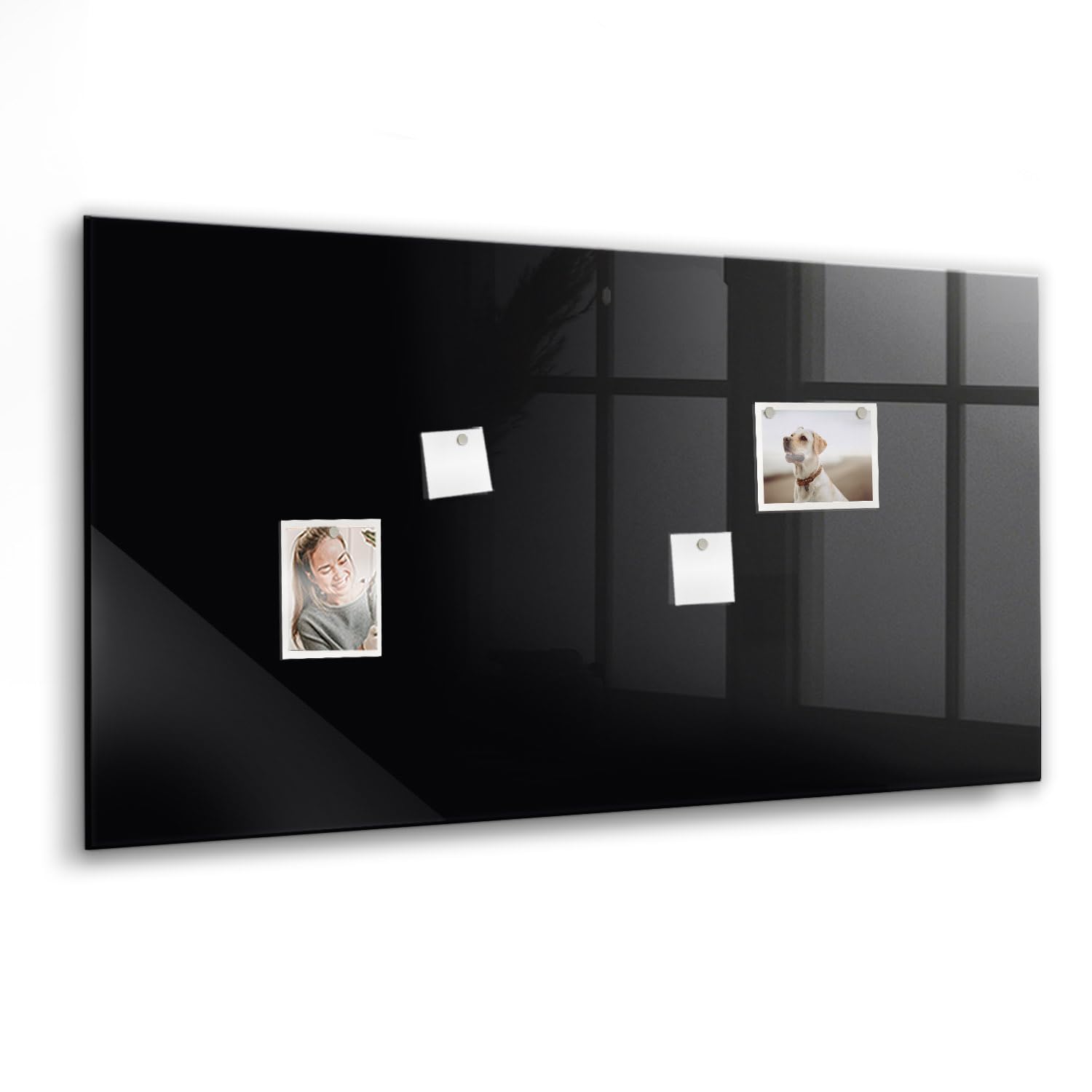 Pizarra magnética de vidrio decorativa con accesorios incluidos | Imanes neodimio, rotulador y borrador | Perfecta para cualquier pared del hogar- 120x60 - Color negro