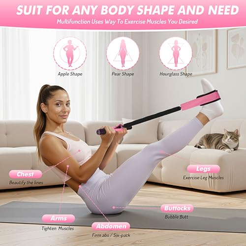 Image of Pedal Resistance Band with Handle | Upgraded 55LBS Exercise Resistance Bands for Core, Abs, Legs, Glutes, Arms, Strength, Physical Therapy, Pilates, Sit Up Workout Equipment for Women Home Gym