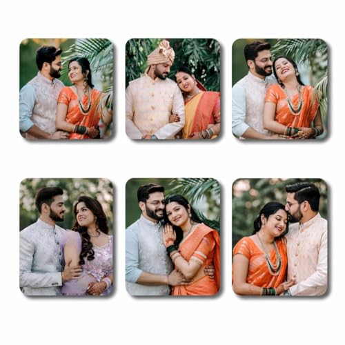 Personalized Photo Fridge Magnet Set of 6 | Custom MDF Glass Fini...