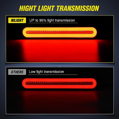 Image of Nilight Trailer Tail Light Bar with 3-in-1 Running Stop Turn Signals Brake Lights 2 Pack 9 Inch 100 LED Red & Amber Sequential Strip for Trailers RV Truck Boat Pickup SUV