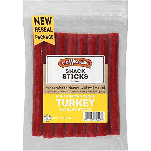 Old Wisconsin Honey Brown Sugar Turkey Sausage Snack Sticks, Naturally Smoked, Ready to