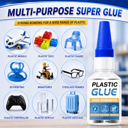 Image of Plastic Glue for Models & Miniatures, 30g Instant CA Adhesive with Precision Applicator, Strong Model Glue for PLA, ABS, PVC, Acrylic & 3D Print Repairs