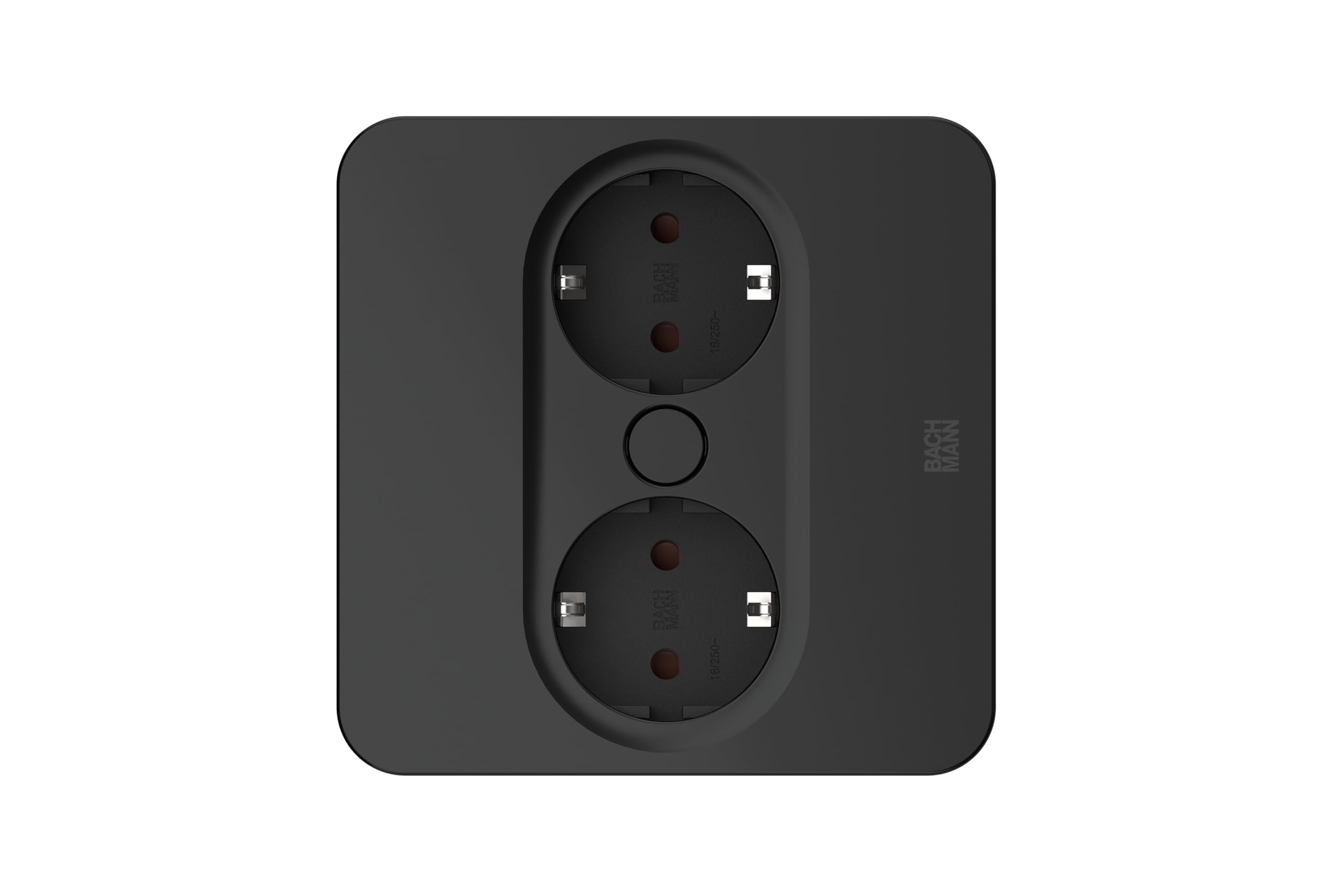 BACHMANN Einbausteckdose Twist 2 eckig 2-Fach, 2m Kabel, Tischsteckdose für Küche und Büro, Schwarz, 946.101 (automatische Öffnung und Anti-Fingerprint-Beschichtung)