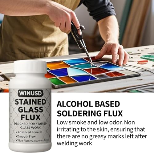 Image of Stained Glass Supplies，Stained Glass Accessories for Soldering Work， Stained Glass Starter Kit, Stained Glass Tools for Table and Countertop Protection (8oz Solder Flux)