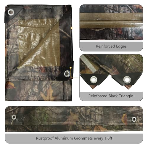 Tongcamo Heavy Duty 11 Mil Tarp Cover Waterproof UV Resistant Tarpaulin Used for Outdoor, Hunting, Camping, Backpacking, Canopy Tent, Ground Tarp, Cover Boat, Motorcycles, Roofs, Wood