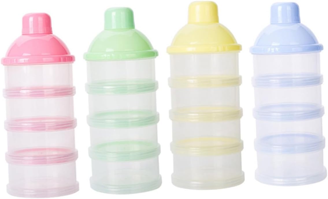Portable Formula Dispenser Detachable Milk Powder Container with Stackable Compartments Food-grade PP Material Non-spill Snack Storage Box for Travel and Outdoor Feeding Yellow