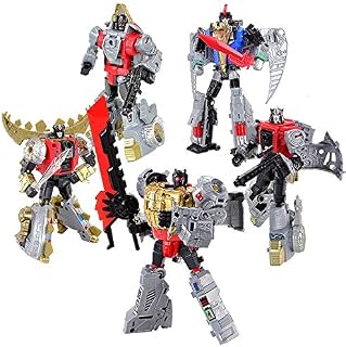 XILALA Jouets Trǎnsformérs, 5in1 Transformation BPF G1 Jouet Dinoking Volcanicus Grimlock Slud Swoop Slash Dinobots Action Robot De Déformation Figure (Color : 5 in 1 Style)