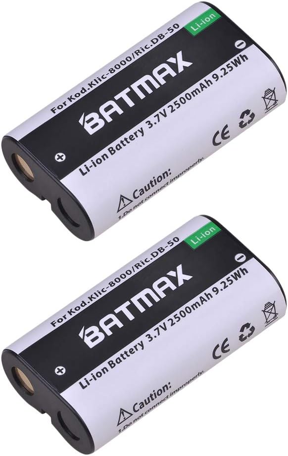 Batmax 2Pcs 2500mAh KLIC-8000 KLIC8000 DB50 Battery + Charger Kits for Kodak Easyshare Zx1 ZxD Z612 Z712 Z812 Z1085 Z1015 Z1012 Z1485 Z8612 is