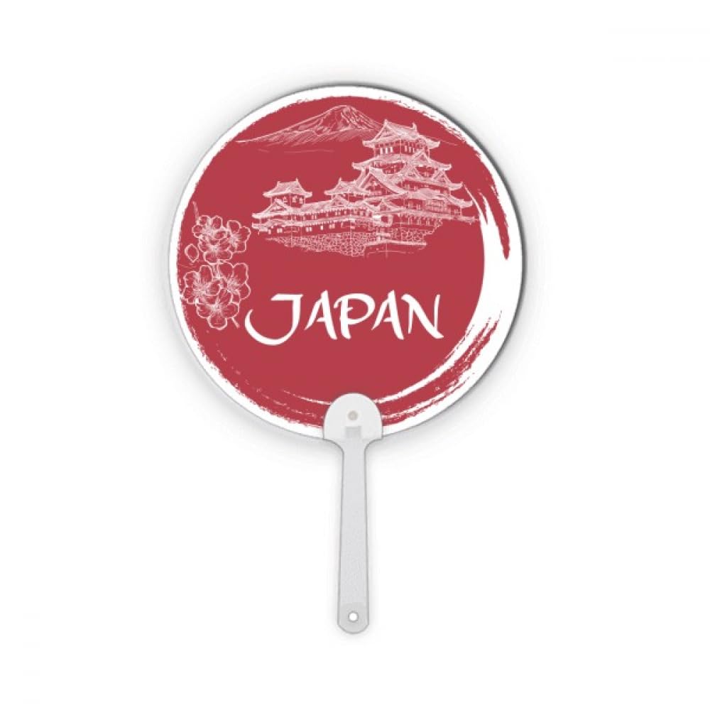 Drapeau national du Japon rond en plastique rouge et temple miniature pour décoration