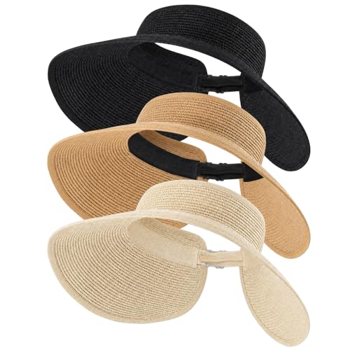 Sombreros visera de paja para mujer con ala ancha miniatura 1