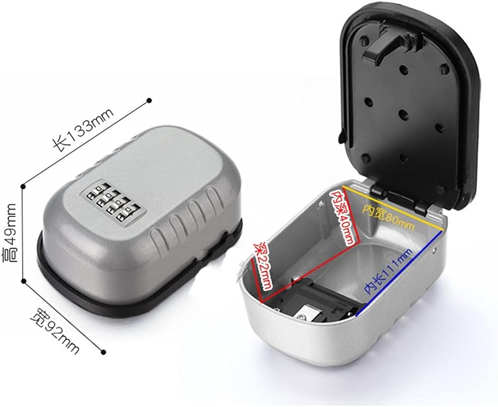 JSEIAJB Wall Mounted Outdoor Key Storage Lock Box Push-Button Combination Password Key Safe Box Resettable Code Key Holder(White-Fruit peach5)