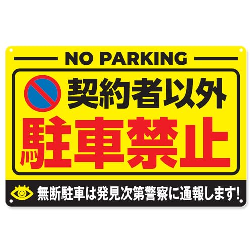 駐車禁止 駐車場 ブリキ 看板 無断 月極駐車場 表示プレート 契約者以外 ステッカー 標識 コーン テープ 私有地 関係者 通り抜け禁止 プレート 防犯(通常, 横30p×縦20p)