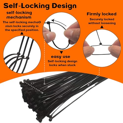 100 unidades de bridas resistentes de 12 pulgadas, nylon resistente a UV con diseño auto-bloqueante para cables, jardín, hogar, oficina y embalaje interior y exterior. miniatura 4