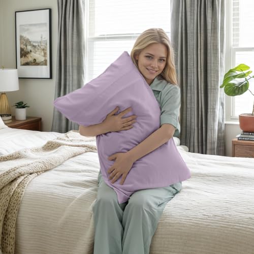 Image of TELUS Pillow Cases Queen Size 2 Pack, Bamboo Rayon Cooling Pillowcases with Envelope Closure, Cool Breathable Pillow Case for Hot Sleepers & Night Sweats, 20x30 inch, Purple