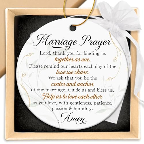 ZAGKOO Christian Christmas Wedding Gifts for Couple 2026 - Marriage Prayer Religious Wedding Gift for Newlyweds, Married Couples, Mr Mrs, Bride Groom - Bridal Shower Gift - Ceramic Ornament Decoration
