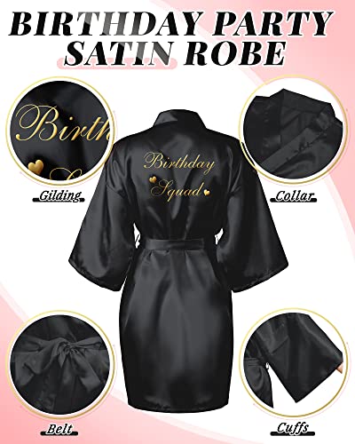 Xuhal 6 Pcs Women's Birthday Squad Robes Birthday Party Queen Spa Bathrobe Kimono Spa Robe Sleepover Party Robes Silky Gown2