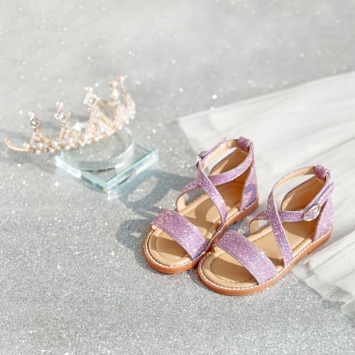 Image of ESTINE Toddler /Little Kid Girls Dress Cross Strappy Open Toe Sandals Princess Flats Summer Flower Girl Shoes