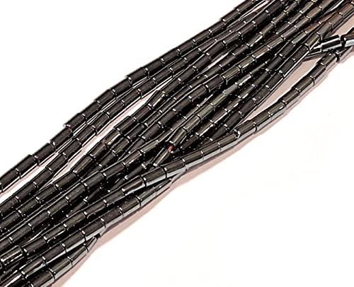 Perlin Pack of 50 Black Hematite Beads 8 x 4 mm for Bracelets Tube No Magnet Hematite Gemstones 38 cm 1 Strand Heishi Beads - Image 4
