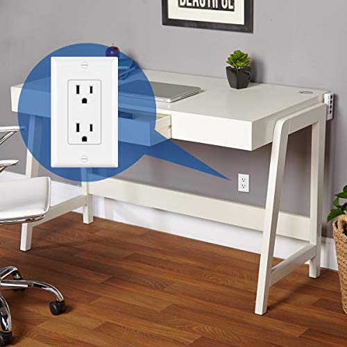 Image of (10 Pack) CML 15 Amp Decor Receptacle Outlet, Standard Decorator Electrical Wall Outlet with Wallplate, 15A /125V, UL Listed, White