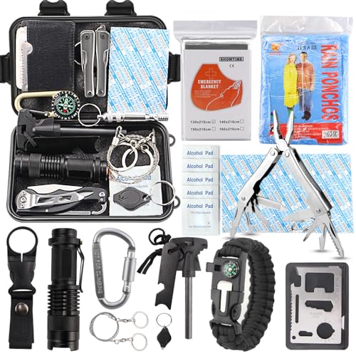 EMDMAK Survival Kit Outdoor Emergency Gear Kit for Camping Hiking Travelling or Adventures