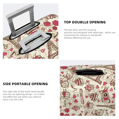 Paris Vintage For Travel Luggage Cover Suitcase Protector Fits 18-32 Inch Travel Luggage Protector Elastic Luggage Anti-Scratch Suitcase Cover3