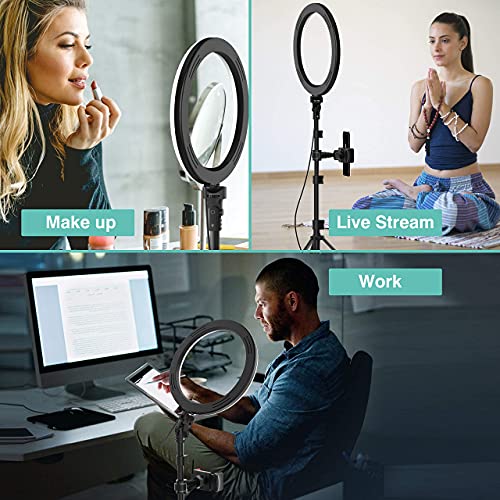 Image of 10 Inches Big LED Ring Light for Camera, Phone tiktok YouTube Video Shooting and Makeup, 10 inch inch Ring Light with 7 Feet Long Foldable and Lightweight Tripod Stand