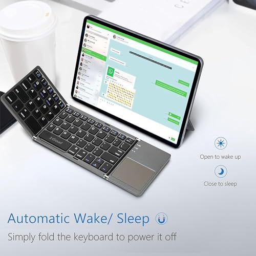 Image of 1Goal Foldable Bluetooth Keyboard, Wireless Bluetooth Keyboard with Touchpad,Pocket Size USB Rechargeable Bluetooth Keyboard Compatible with iOS, Windows, Android Smartphones, Tablets,Laptops and etc.