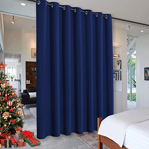 Image of RYB HOME Partition Room Dividers - Light Block Thermal Insulated Seperating Curtains Grommet for Spare Bedroom Loft Home Office Living Room, 1 Panel, Navy Blue, 12.5 ft Wide x 8 ft Long