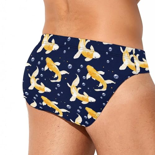 Yellow Japanese Fish Men's Swim Brief Sexy Bikini Swimwear Swimsuit Trunks Bathing Suits3