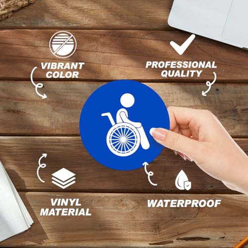Image of Wheelchair Accessibility Sign Stickers 9Pcs Decal Symbol Ada Compliant Handicap Icons for Area Refuge and Accessible Zones Durable Selfadhesive Vinyl Indoor Outdoor Use