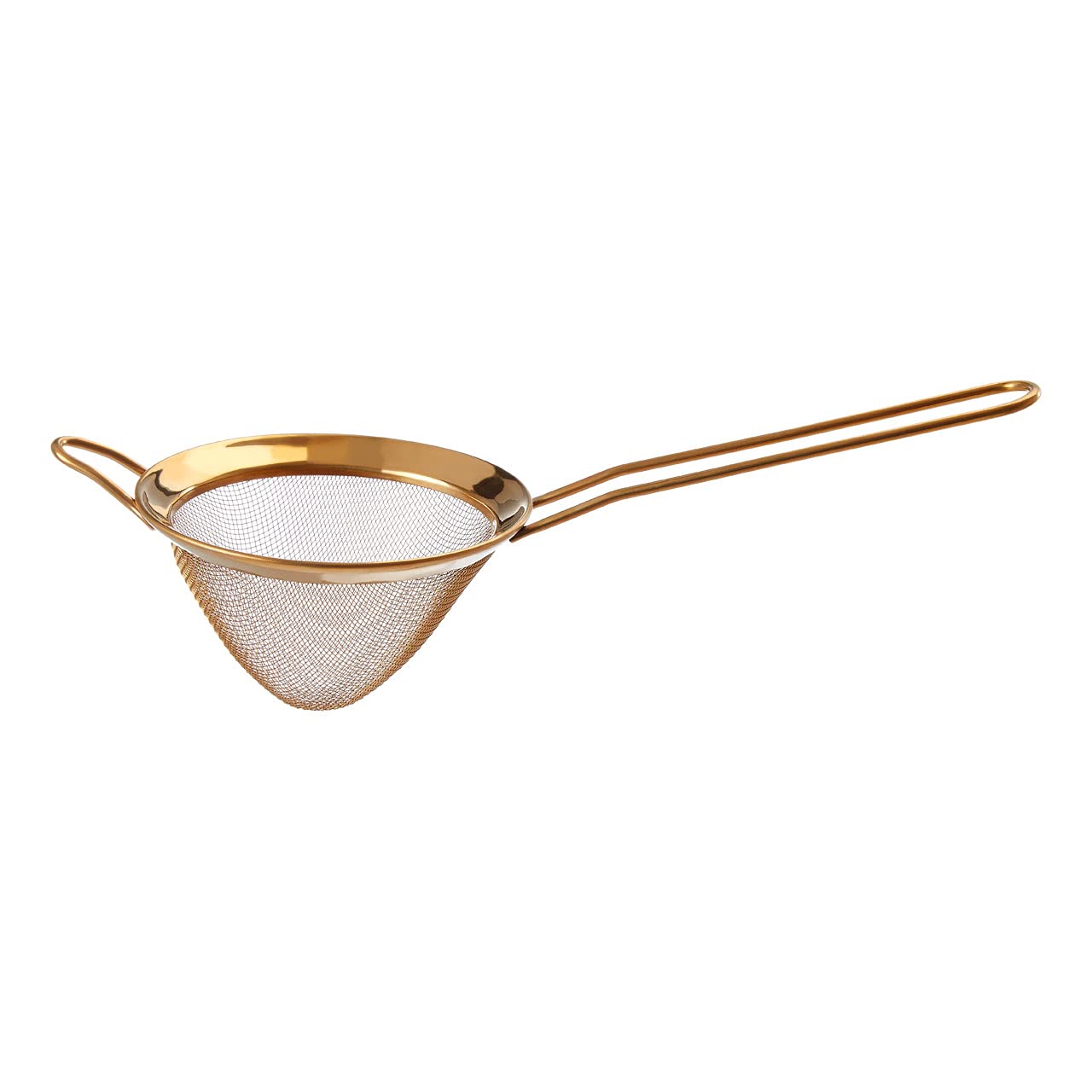 Premier Housewares Gold Finish Pointed Sieve Tea Strainer Sieve Fine Mesh Kitchen Flour Metal 10 x 8 x 24