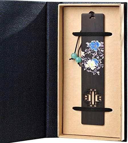 Melyaxu Handmade Natural Color Wooden Bookmark with Tassel - Peony Flower